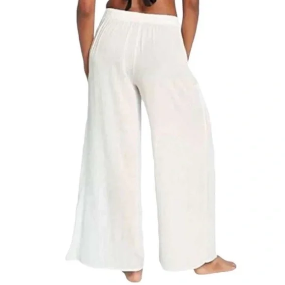 NWT Kona Sol Pull-On Beach Coverup Split-Leg Front-Tie Pants Semi-Sheer Gauze - Picture 6 of 13